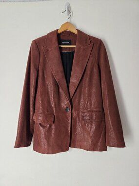 Neiman Marcus Leather Collection very soft suede shimmery brown Jacket Blazer M